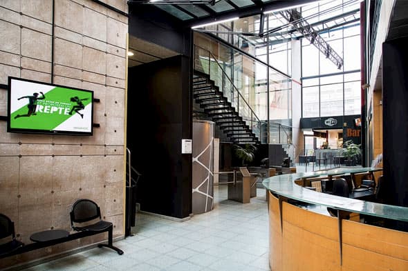 hall with punching bags